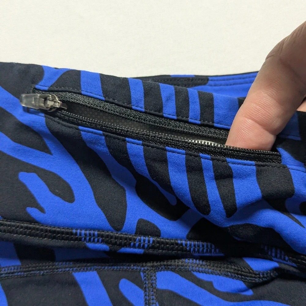 Nike Running Dri-FIT Women Small Blue Black Abstract Print Leggings